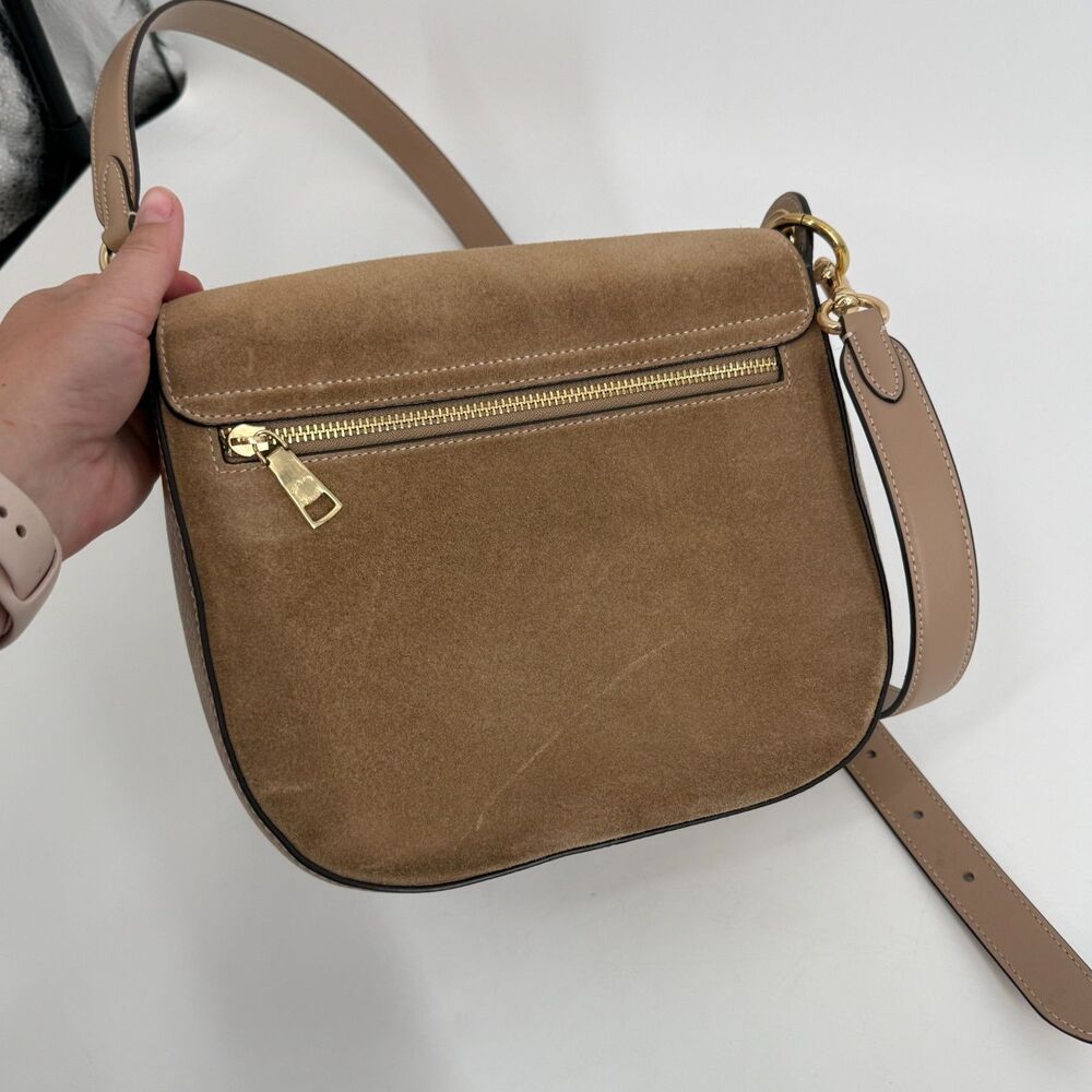 Coach Kleo Bag 23 Beige Suede Leather Buckle Crossbody Classic Luxury CA424 - Picture 6 of 16